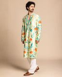Mint Botanical Embroidered Kurta Set