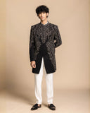 Noir Crystal Embellished Indowestern