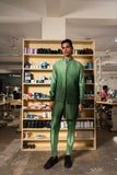 GREEN YAARA OPEN BANDI WITH MATCHING KURTA PAJAMA SET