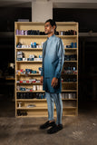 BLUE YAARA OPEN BANDI WITH MATCHING KURTA PAJAMA SET