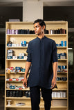 NAVY SHEHER KURTA PAJAMA SET