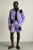 Appliqué Poplin Shacket - Lavender