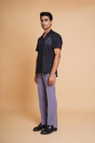 Scatter Black Half Shirt Camp Collar