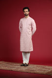 Strawbery Creme Silk Kurta with Resham and mirror work Kurta