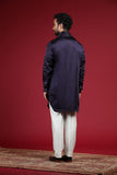 Royal Blue Front open kurta with Wine Resahm embroidery