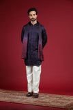 Royal Blue Front open kurta with Wine Resahm embroidery