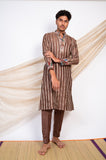 Dusty Brown Stripes Kurta Set