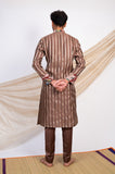 Dusty Brown Stripes Kurta Set