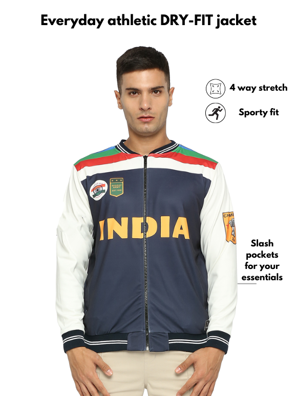 Bharat Army Midnight Blue Gully Athletic jacket – Curato