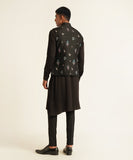 Contrast Thread Embroidery Jawahar Jacket Black