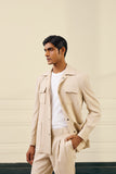 Beige Lycra Tailored Shacket