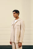 Beige Lycra Tailored Shacket