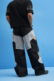 BLACK STRUCTURED LAYERED TROUSERS