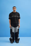 BLACK STRUCTURED LAYERED TROUSERS