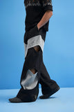 BLACK STRUCTURED LAYERED TROUSERS