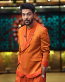 RANVEER BRAR IN VIBRANT ORANGE CONTEMPORARY SUIT