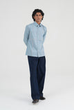 Piped Cotton Satin Shirt