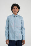 Piped Cotton Satin Shirt