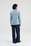 Piped Cotton Satin Shirt