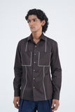 Piped Cotton Satin Shirt