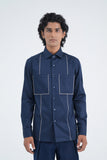 Piped Cotton Satin Shirt