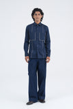 Piped Cotton Satin Shirt