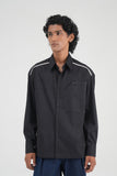 Embroidered Drop-Shoulder Cotton Satin Shirt