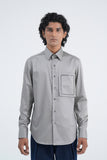 Leather-Detail Cotton Satin Shirt