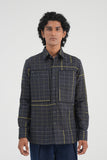 Grid Print Cotton Linen Shirt