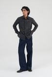 Grid Print Cotton Linen Shirt
