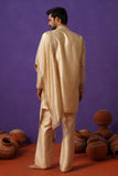 ZOHAYR BEIGE V-NECK MIRROR KURTA DUPATTA SET