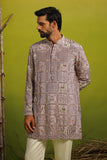 PATOLA LAVENDER SHORT KURTA SET