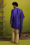 ZOHAYR ROYAL BLUE V-NECK MIRROR KURTA DUPATTA SET