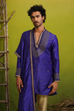 ZOHAYR ROYAL BLUE V-NECK MIRROR KURTA DUPATTA SET