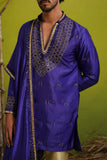 ZOHAYR ROYAL BLUE V-NECK MIRROR KURTA DUPATTA SET