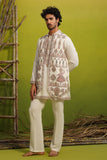 KATHAKALI IVORY SHORT KURTA JACKET SET