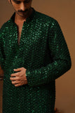 VED BOTTLE GREEN SHORT KURTA SET