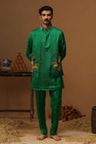 DERBY GREEN SHORT KURTA JACKET SET