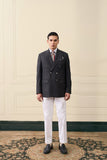 Charcoal Double-Breasted Wool Blazer