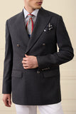 Charcoal Double-Breasted Wool Blazer
