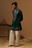 ARYA BOTTLE GREEN  V NECK SHORT KURTA SET