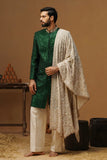 VED BOTTLE GREEN SHERWANI SET