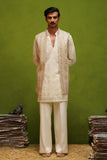 AAINA GOLD V NECKSHORT KURTA JACKET SET