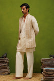AAINA GOLD V NECKSHORT KURTA JACKET SET