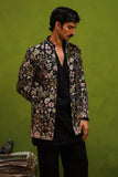 ROOH BLACK JODHPURI SET WITH V NECK KURTA