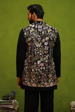 ROOH BLACK SHORT KURTA JACKET  SET