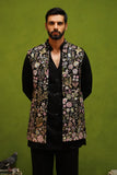 ROOH BLACK SHORT KURTA JACKET  SET