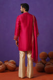 ZOHAYR HOT PINK V-NECK MIRROR KURTA DUPATTA SET