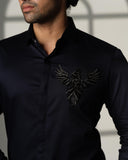 Navy 3D Phoenix Pocket Square