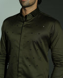 Olive Pyramid Polka Shirt